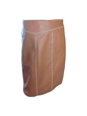 Vintage caramel leather‎ with stitching Gap skirt 6